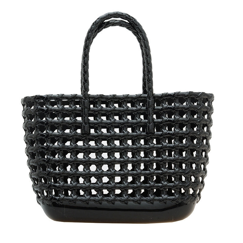 Women's Large Rubber Solid Color Classic Style Square Open Handbag