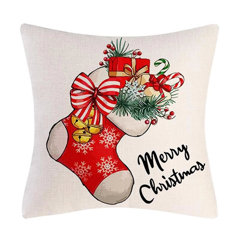 Fashion Christmas Tree Christmas Socks Letter Linen Pillow Cases