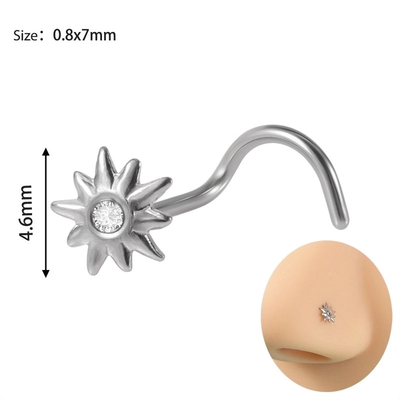 2 Pieces Nose Rings & Studs Minimalist Star 304 Stainless Steel Inlay Rhinestones