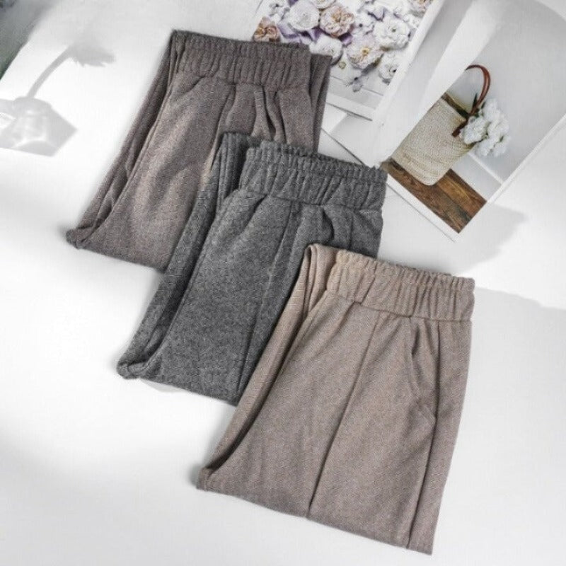 Woolen High Waist Warm Thicken Pants