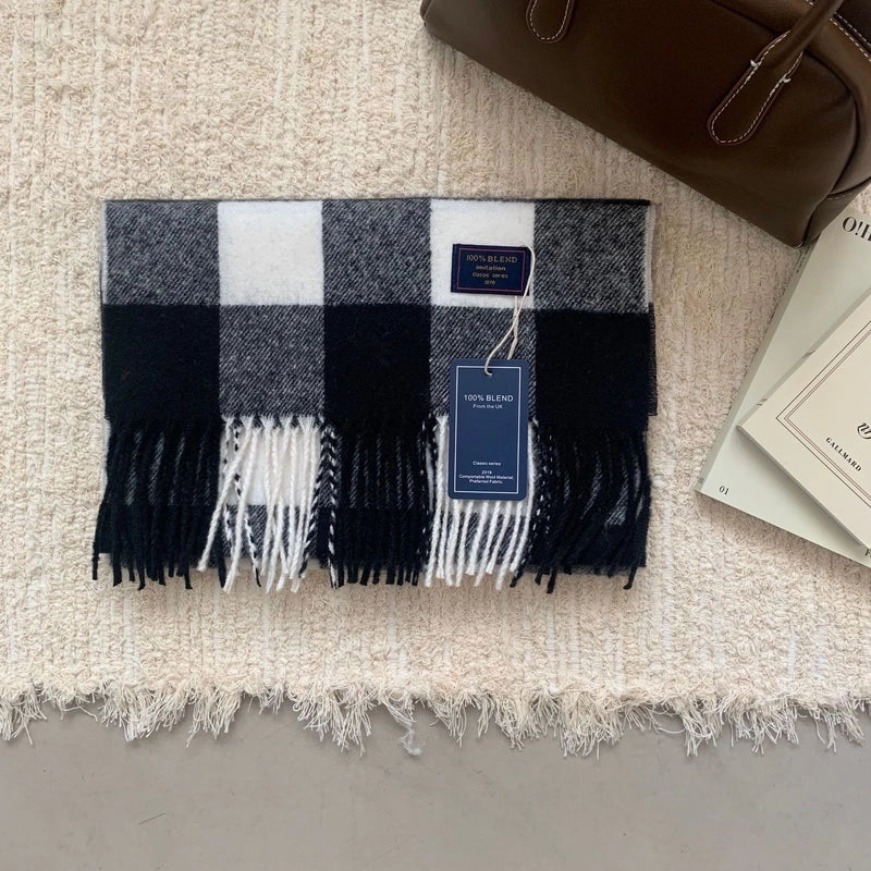 Unisex Minimalist Lattice Imitation Cashmere Scarf