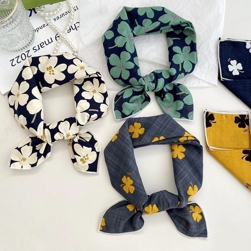 Women's Sweet Minimalist Color Block Cotton And Linen Printing Scarf