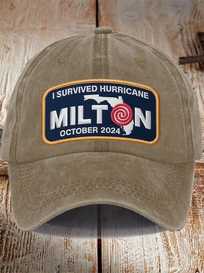 Unisex Distressed Washed Cotton I Survived Hurricane Milton Hat