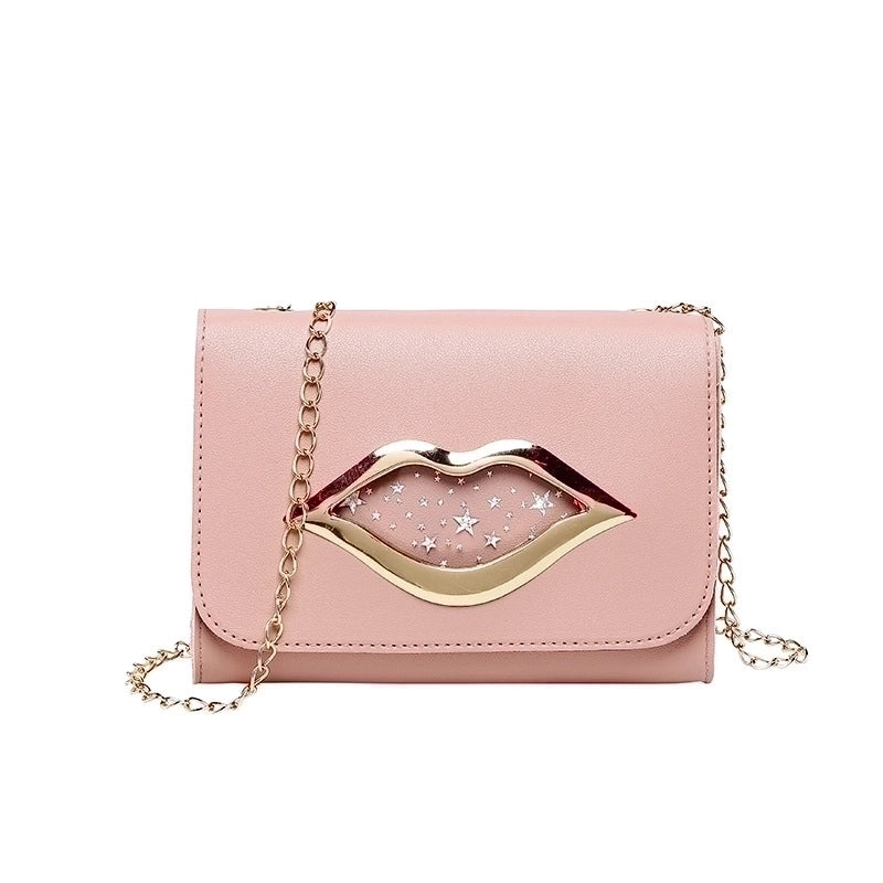 Women's Small Pu Leather Lips Streetwear Square Magnetic Buckle Shoulder Bag Crossbody Bag Chain Bag