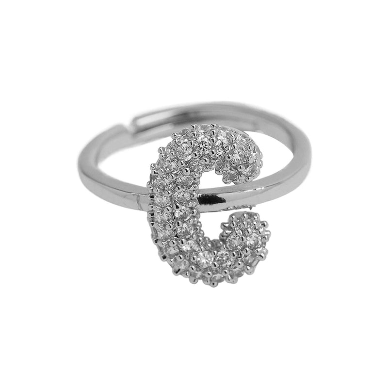 Brass Irregular Plating Letter Zircon Adjustable Ring