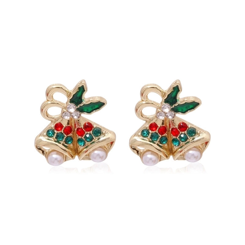 Fashion Christmas Tree Bell Snowflake Alloy Rhinestones Ear Studs