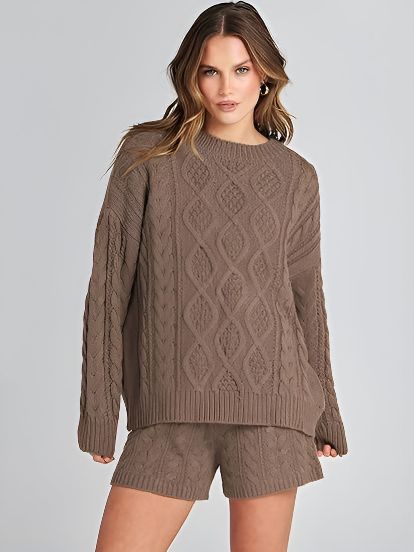 Cozy Knit Sweater And Shorts Set