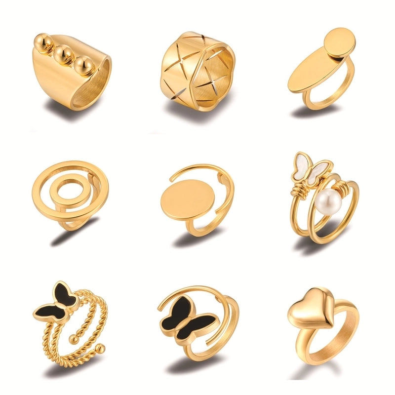 Vintage Style Classic Style Geometric Heart Shape Butterfly Titanium Steel Plating Rings