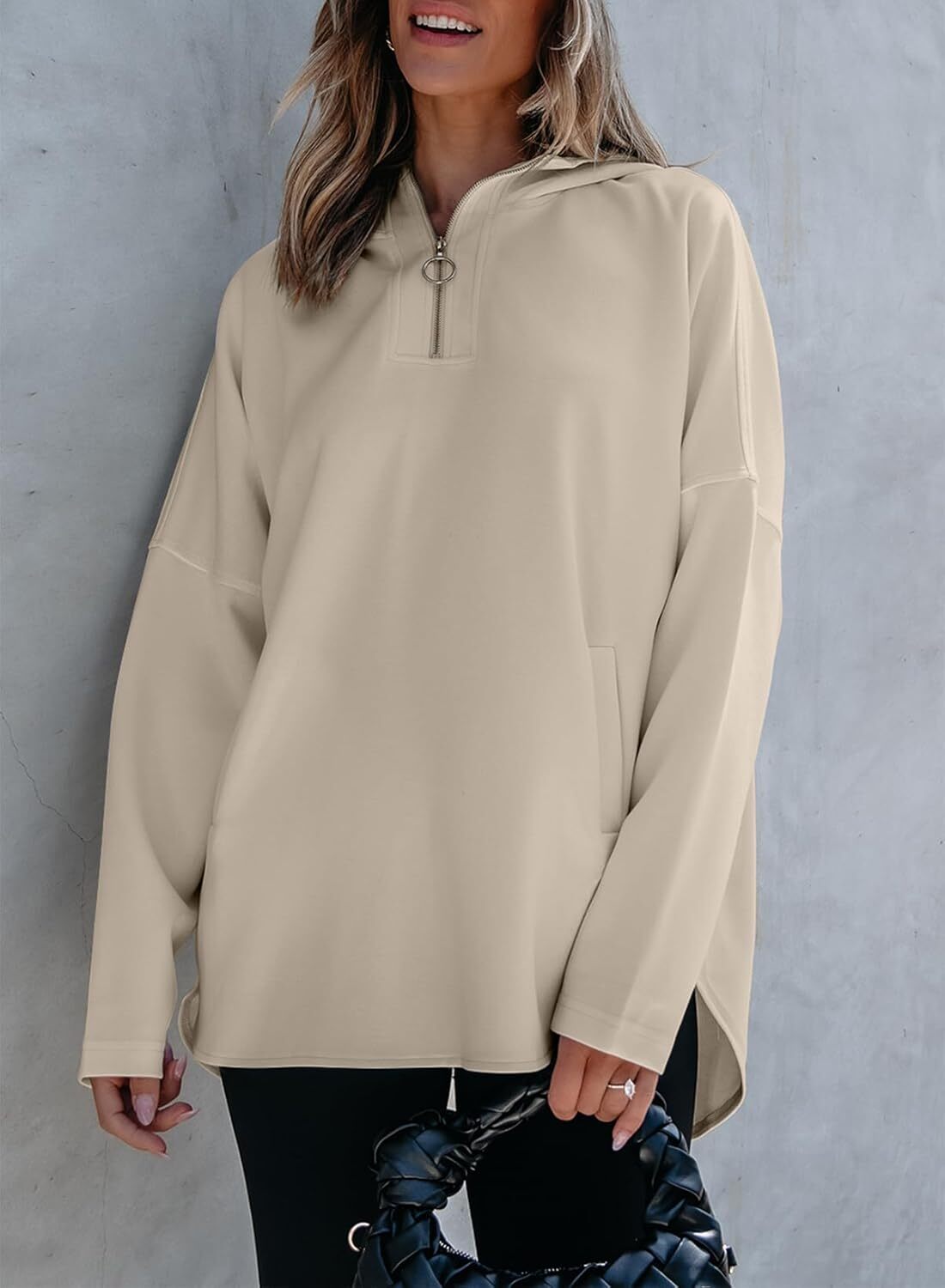 FINAL SALE⚡5 Packs for $25.95⚡- Women's Oversized Hoodies Casual Long Sleeve Half Zipper Pocket Sweatshirt Pullover Tops