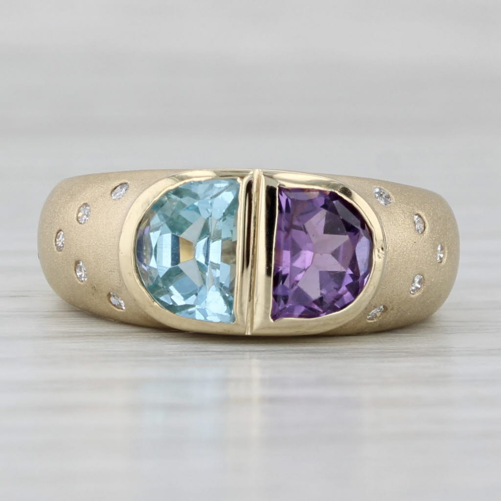 2.14ctw Amethyst Topaz Diamond Ring 14k Yellow Gold Size 6.5