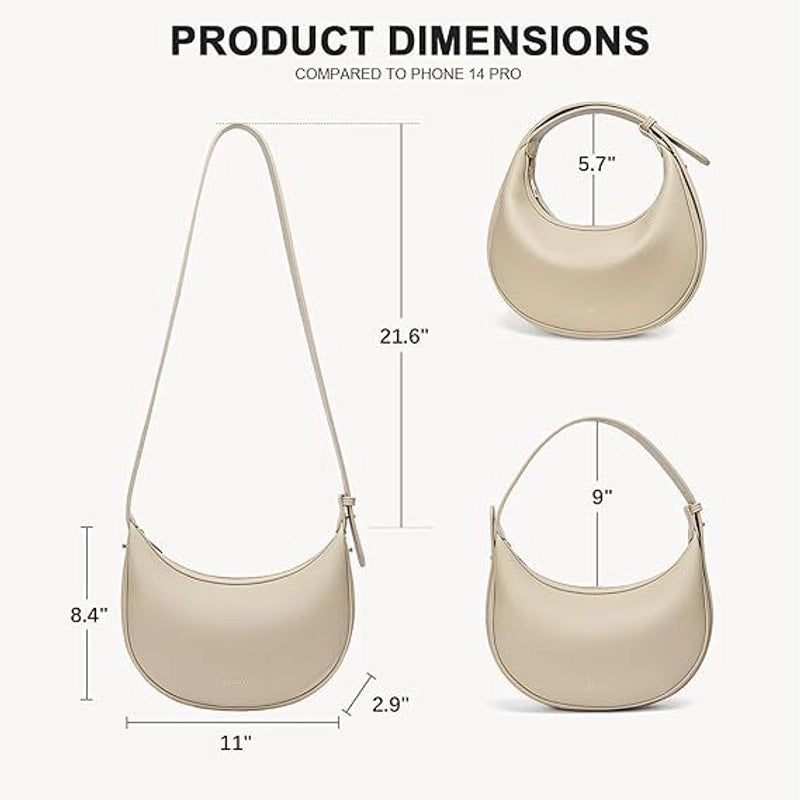 Women's Pu Leather Solid Color Basic Classic Style Dumpling Shape Zipper Underarm Bag