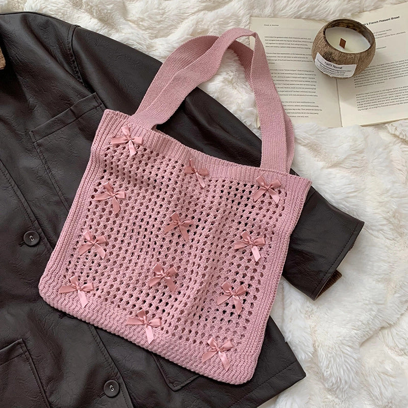 Women's Medium Polyester Solid Color Cute Preppy Style Bucket Open Shoulder Bag