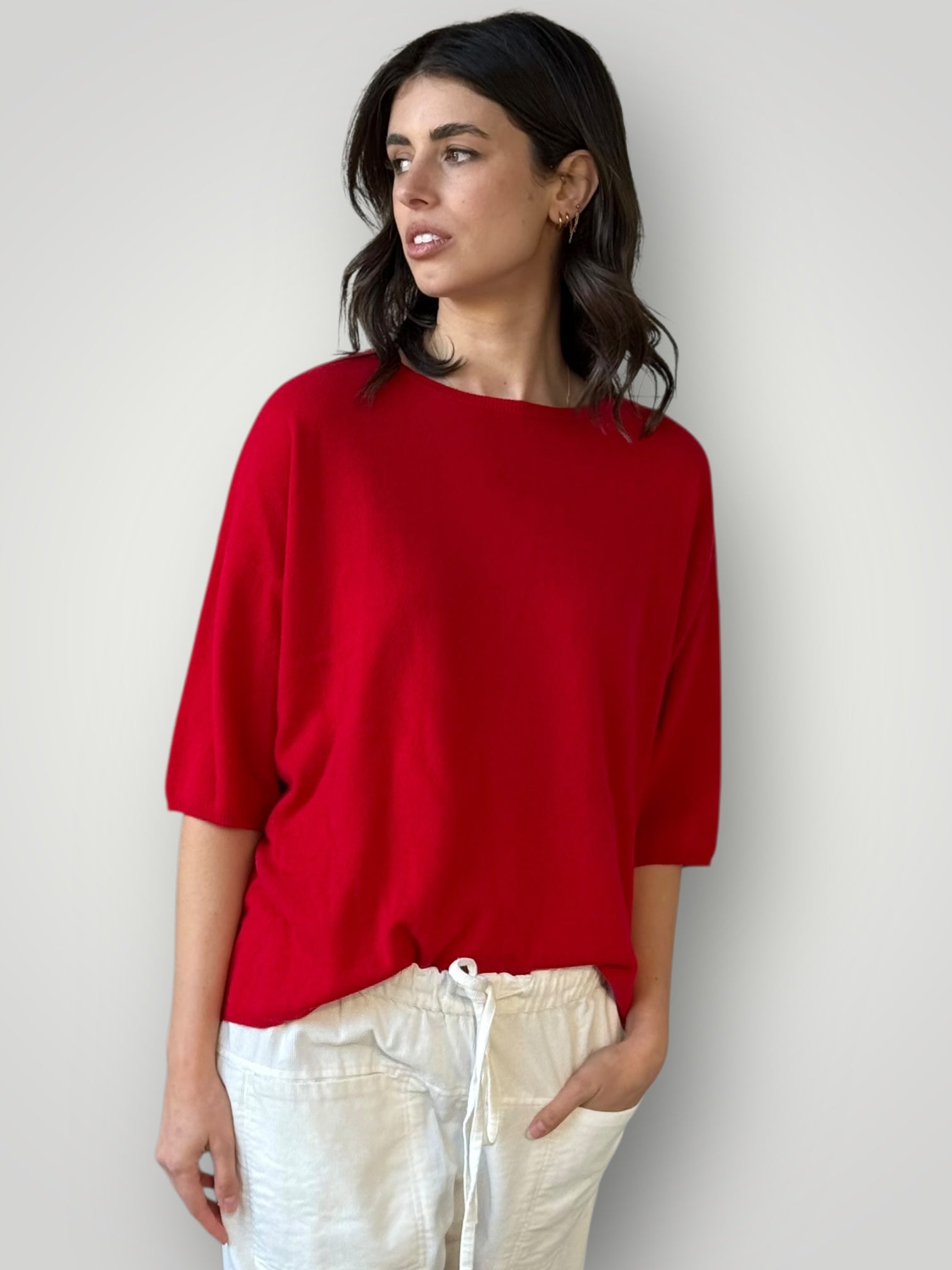 cashmere top-winter red
