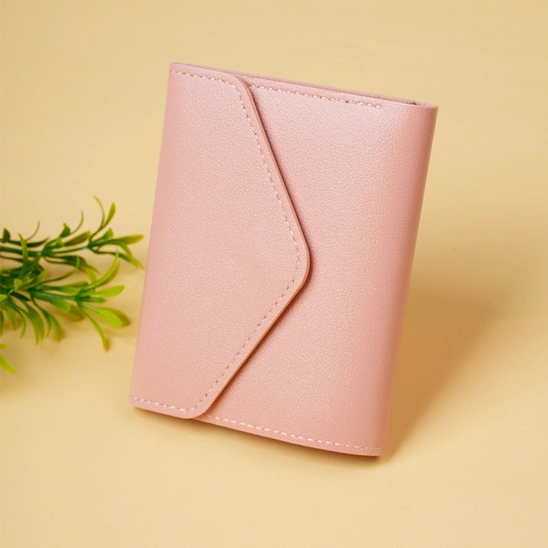 Women's Solid Color Pu Leather Buckle Card Holders
