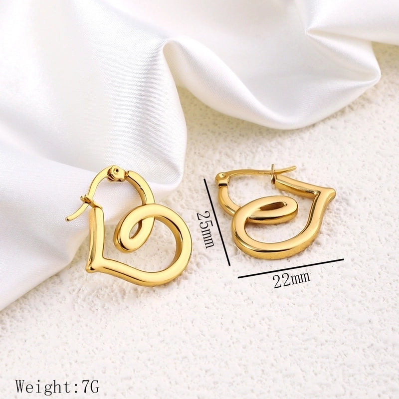 12 Pieces Minimalist Commute Geometric Heart Shape Plating Titanium Steel Drop Earrings Earrings Ear Studs