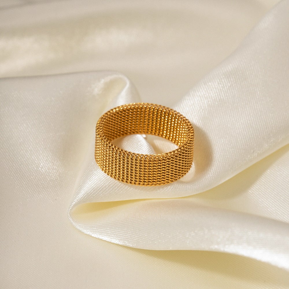 Women  Circle Geometric Stainless Steel 18K Gold Plated Rings