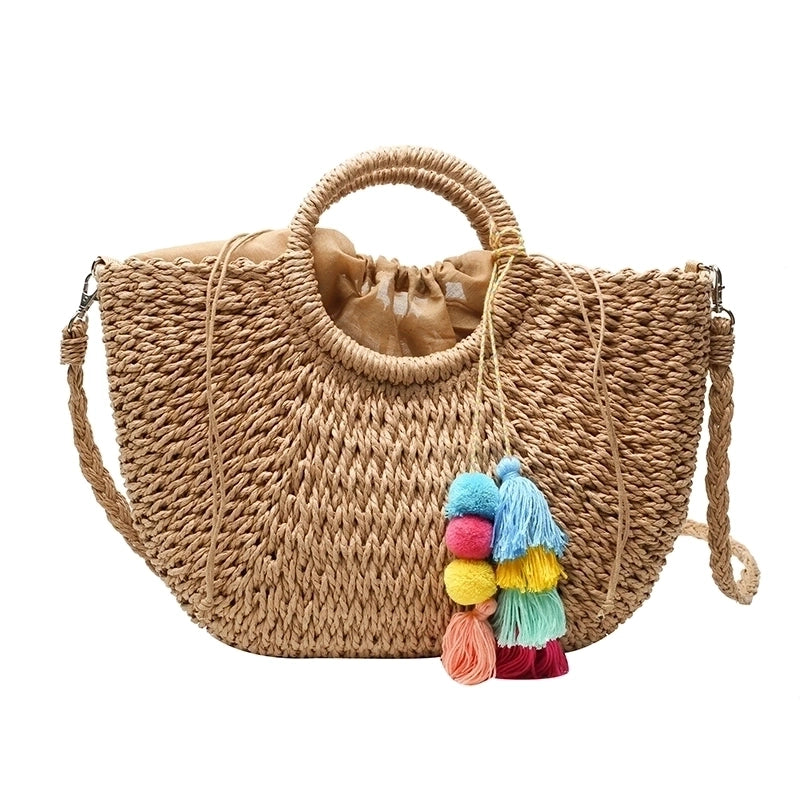 Women's All Seasons Straw Basic Beach Bag