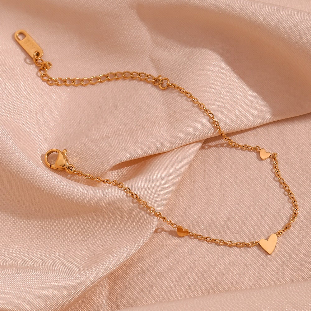 Women Fashion Heart Stainless Steel 18K Gold Plated Bracelets