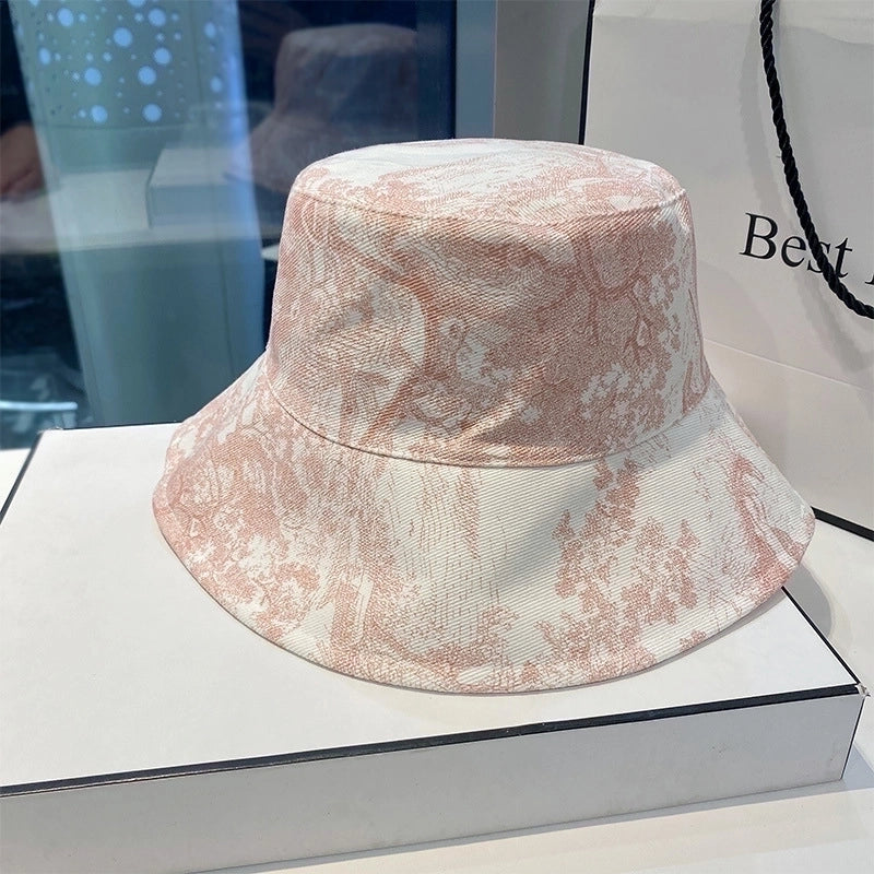 Women's Cute Color Block Printing Big Eaves Bucket Hat
