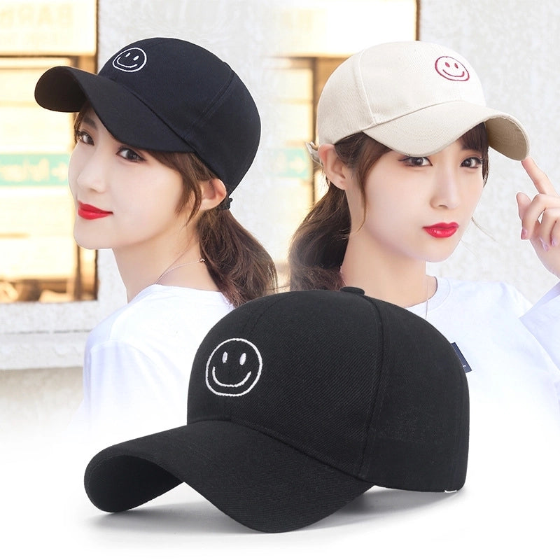 Unisex Basic Minimalist Smile Face Curved Eaves Baseball Cap