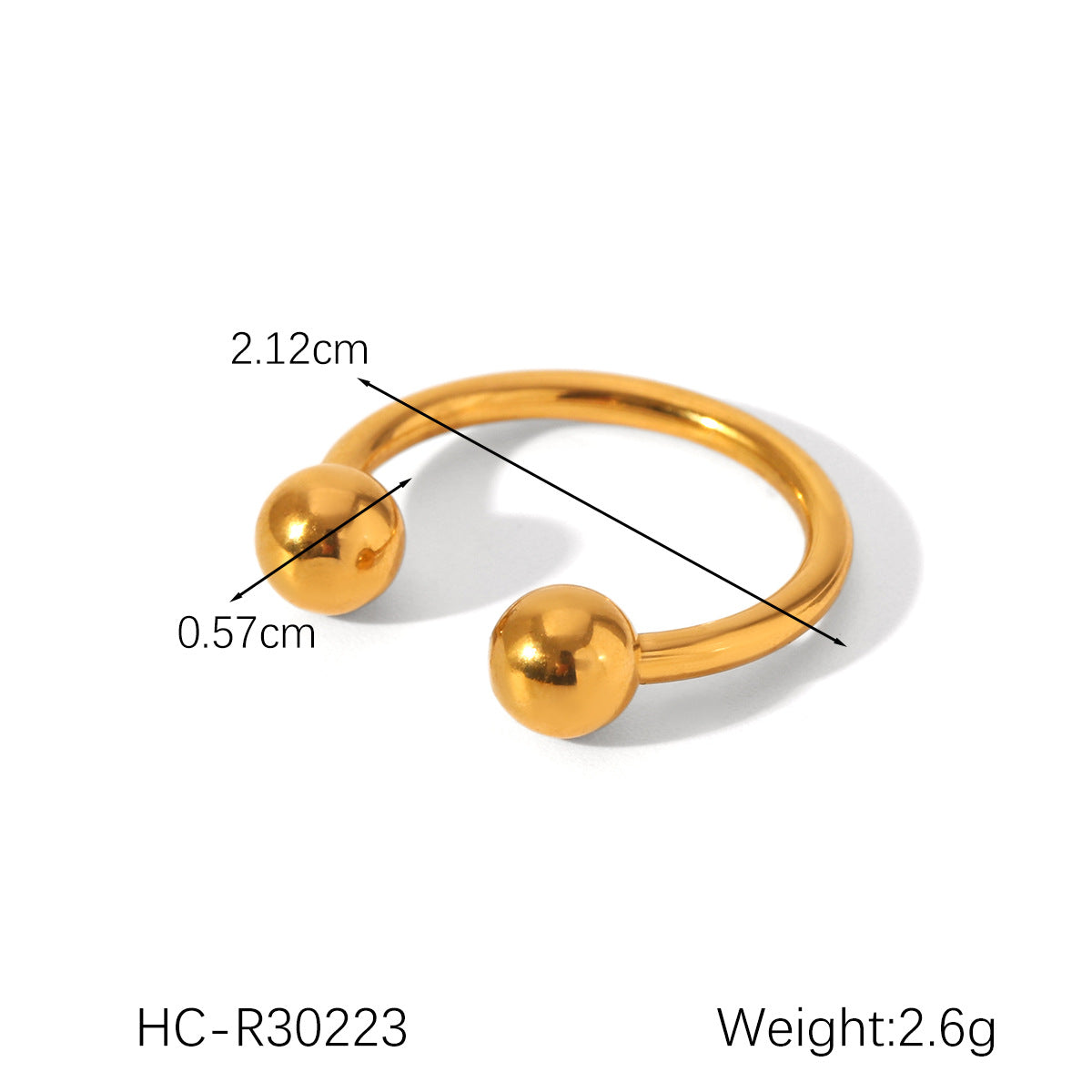 Stainless Steel Ball Ring Female Niche Design Size Gold Ball Ring Titanium Steel Ring