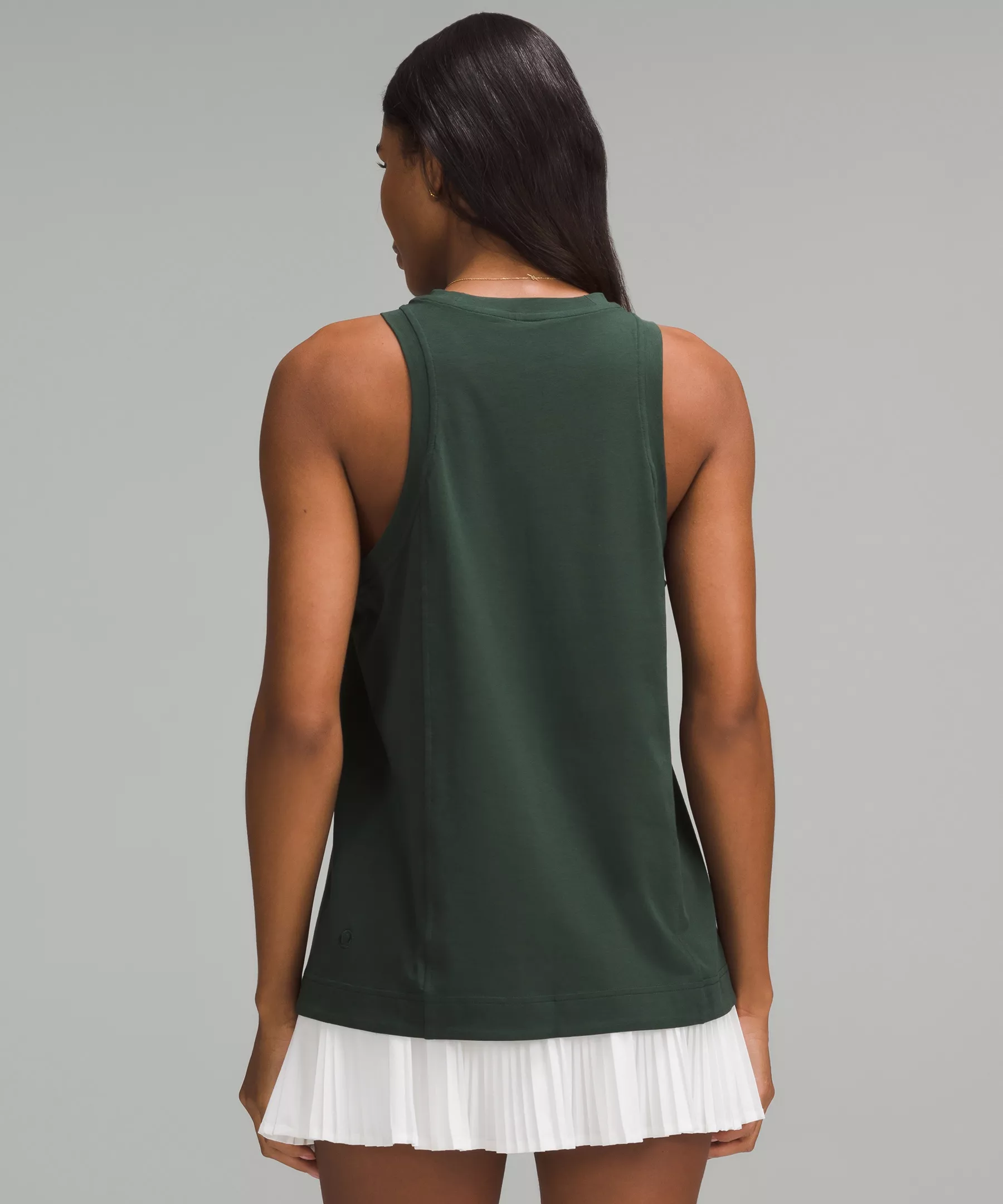 Long Cotton Crewneck Tank Top