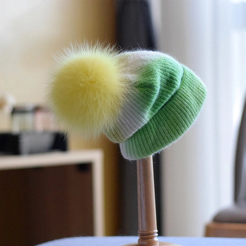 Women's Basic Retro Tie Dye Eaveless Wool Cap