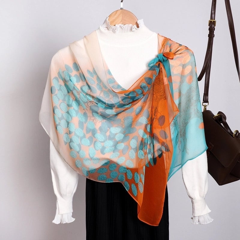 Women's Sweet Leaves Chiffon Silk Scarf