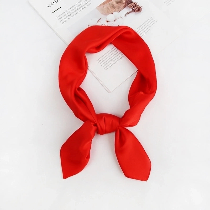 Women's Fashion Solid Color Satin Printing Silk Scarves