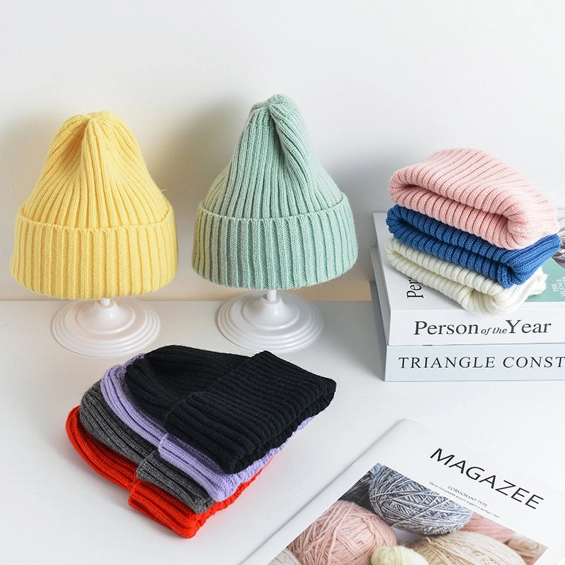 Korean Style Children's Knitted Hat Spring And Autumn Candy Color Baby Kids Boys And Girls Baby Wool Autumn And Winter Fashion