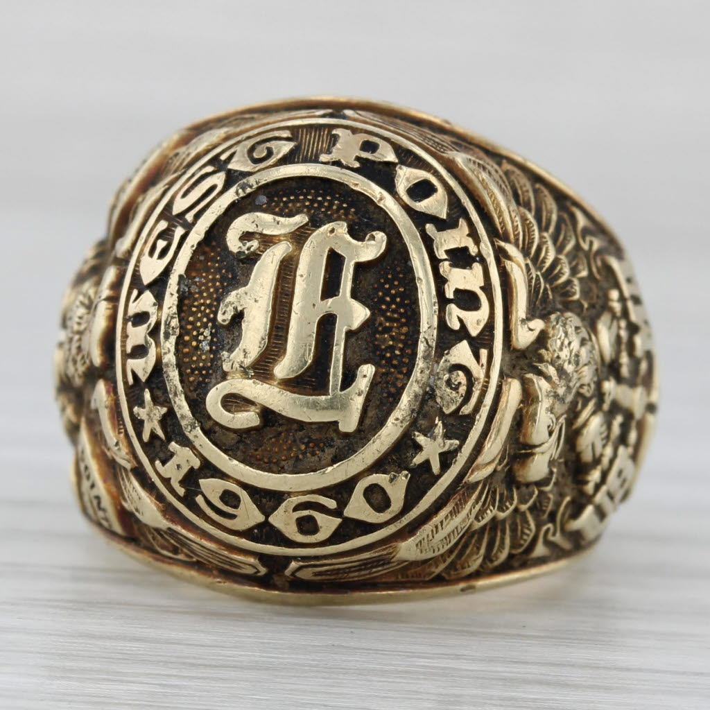 West Point Military Academy Class 1960 Ring 14k Gold Vintage Signet Veteran