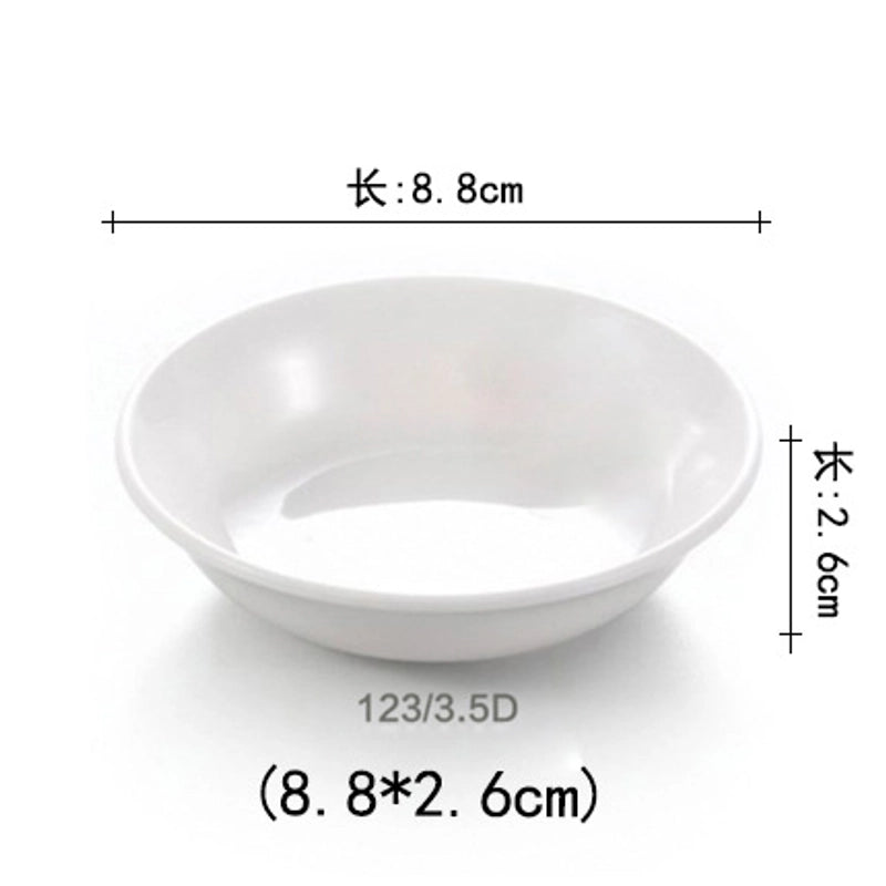 Porcelain-Imitation Milamine Shatter-Resistant Round Small Flavor Dish Chinese Sushi Dipping Sauce Dish Dish Dish Dish Dish Dish Dish Dish Dish Dish Dish