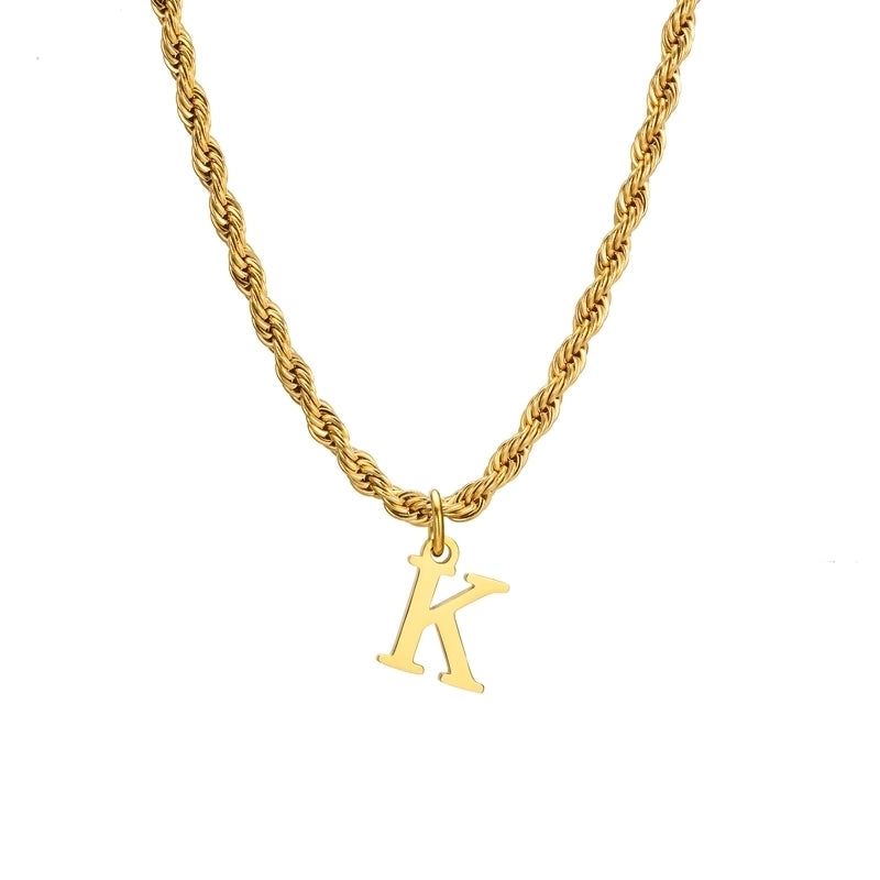 Minimalist Letter Stainless Steel Gold Plated Pendant Necklace