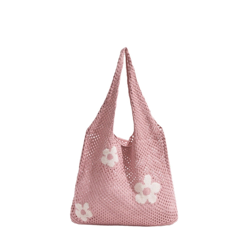 Women's Medium Polyester Flower Cute Square Open Tote Bag