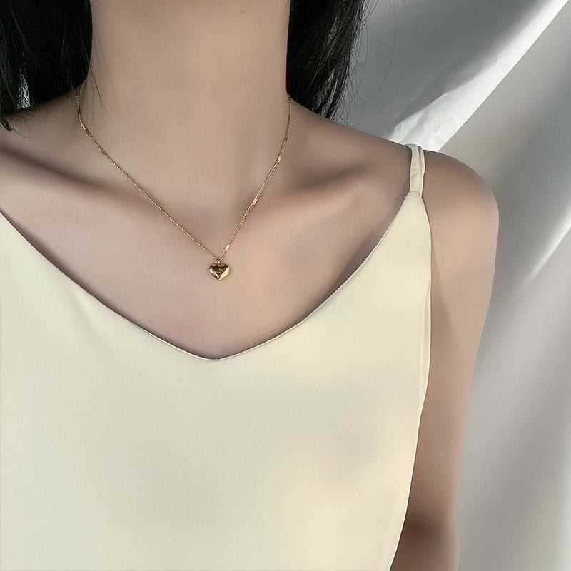 Minimalist Heart Shape Titanium Steel Plating Gold Plated Pendant Necklace
