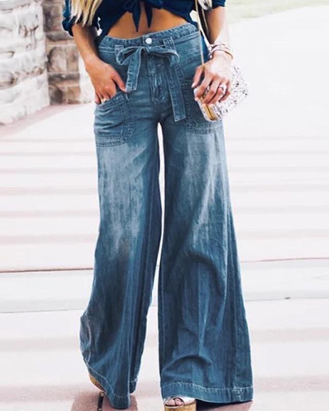 Lace Up Flare Jeans