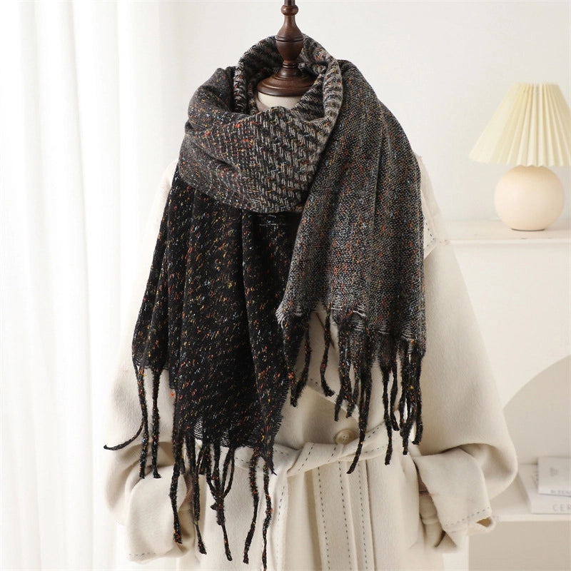 Women's Minimalist Classic Style Color Block Imitation Cashmere Tassel Scarf