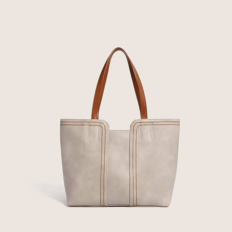 Retro Style PU Leather Commuter Tote Bag