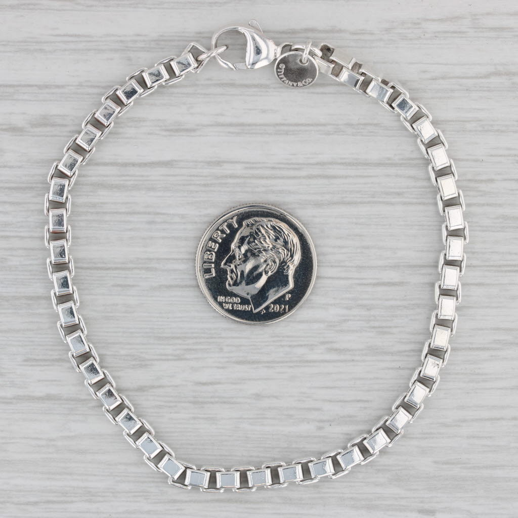 Tiffany & Co Venetian Box Chain Bracelet Sterling Silver 7.5 4mm