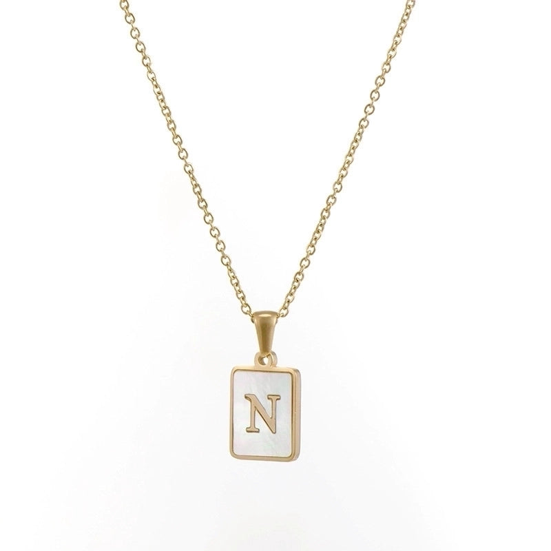 Fashion Letter 304 Stainless Steel Artificial Pearls 18K Gold Plated Letters Plating Metal Necklace