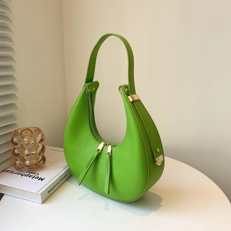 Women's Medium All Seasons Pu Leather Solid Color Streetwear Zipper Handbag
