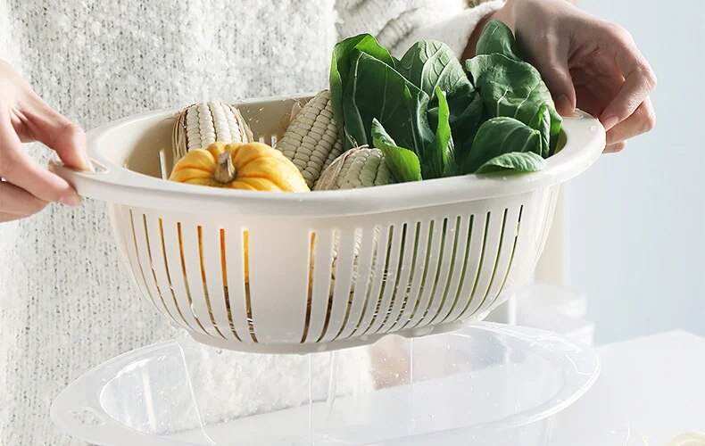 FRUITS & VEGETABLES DRAIN BASKET WITH LID