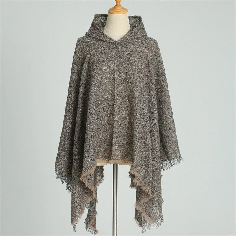 Hooded Cape Plaid Scarf Cashmere Winter Outerwear Warm Shawl New Poncho Best Seller In Europe And America Cloak