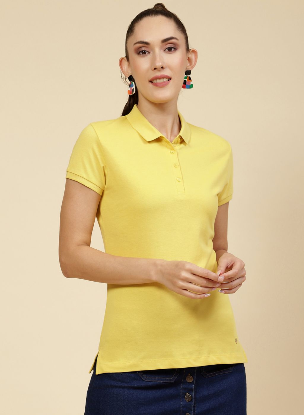 Women Yellow Solid T-Shirt