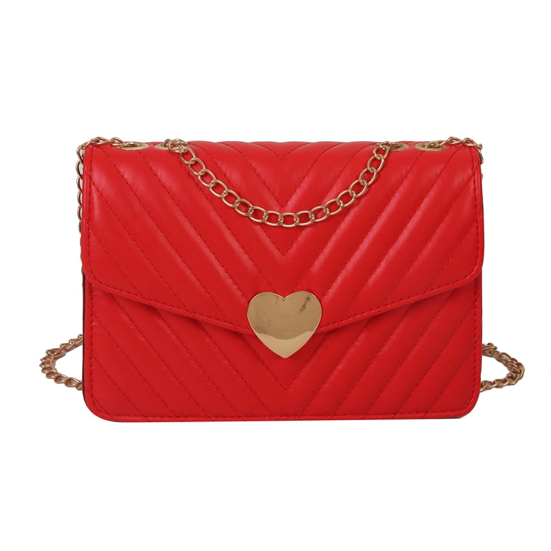 Women's Pu Leather Heart Shape Solid Color Streetwear Square Flip Cover Shoulder Bag Crossbody Bag