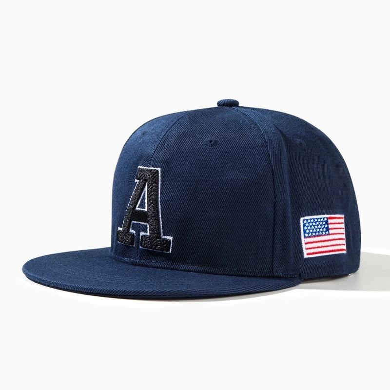Unisex Casual Hip-Hop Streetwear National Flag Letter Flat Eaves Baseball Cap