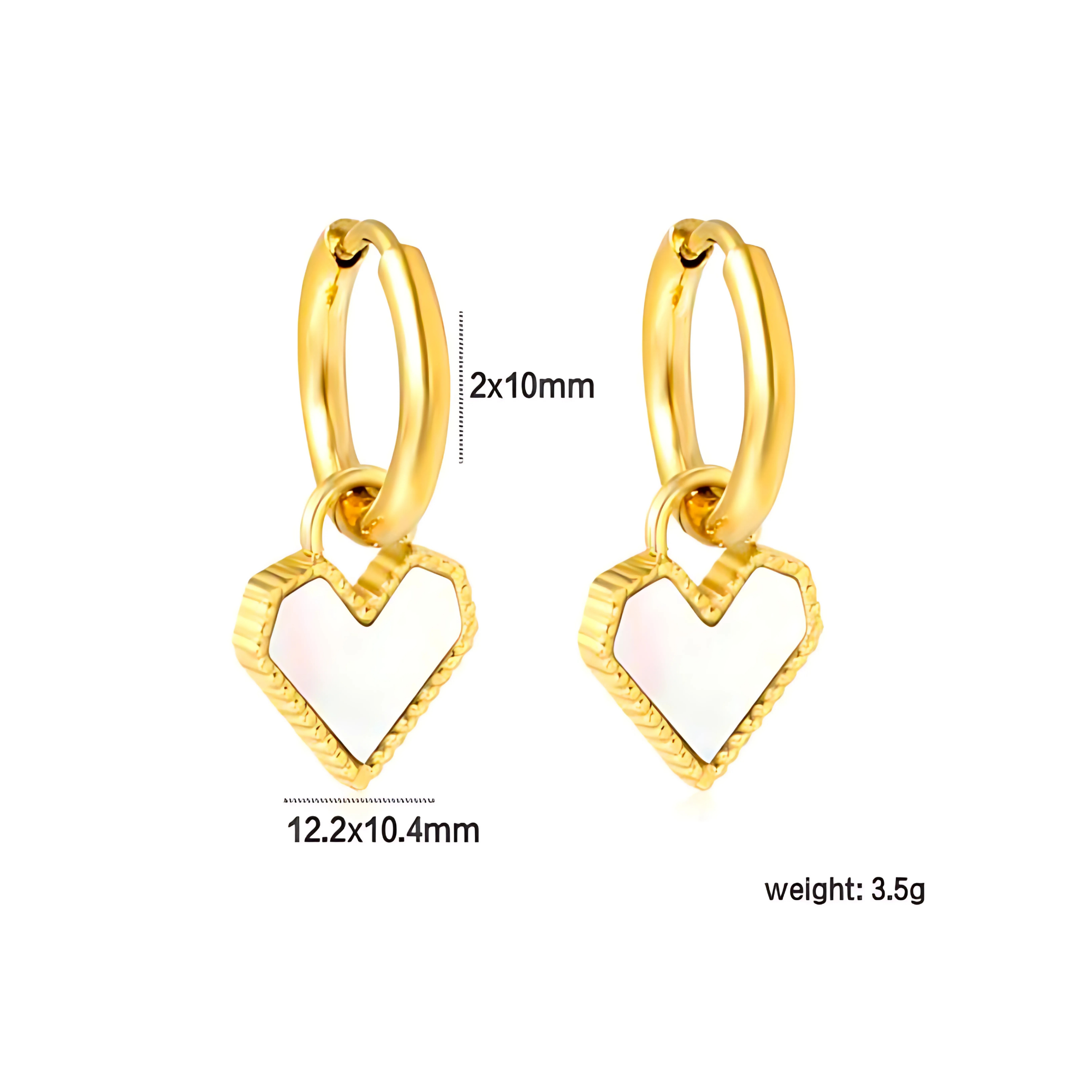 Shell heart charm hoops - Gold