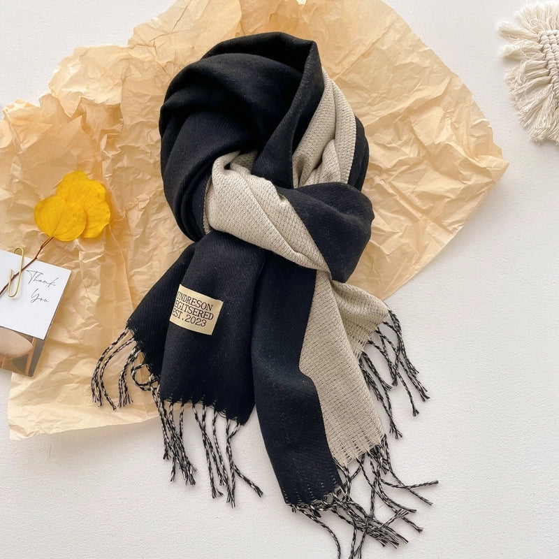 Autumn And Winter New Light Luxury ~ Coat Mate Double-sided Solid Color Scarf Women's Style Cashmere-like Warm Shawl Scarf