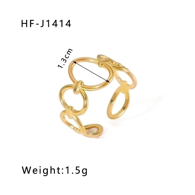 Stainless Steel 18K Gold Plated Modern Style Plating Geometric Open Rings