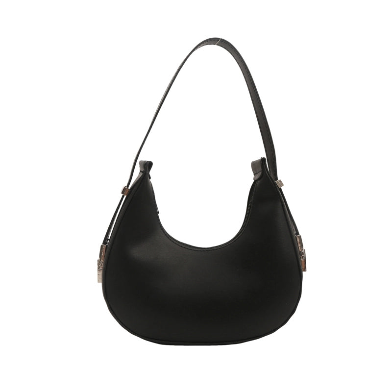 Women's Small Pu Leather Solid Color Elegant Dumpling Shape Zipper Shoulder Bag Underarm Bag